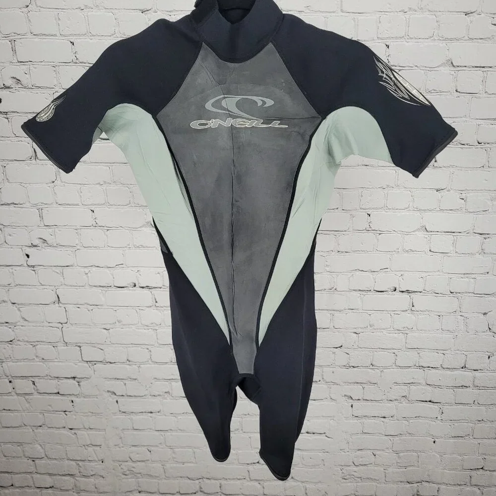 O'Neill Black & Grey Elite 2/1 MM Zipped Shorty Dive Wetsuit Youth Kids Size 8